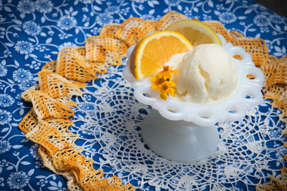 lemon orange ice cream dish